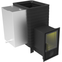 Печь для бани Березка Фаворит 15 Д-2, каминная дверца, с баком 35 л