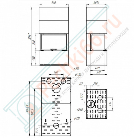 Камин Родос 800 черный шамот (ЭкоКамин)