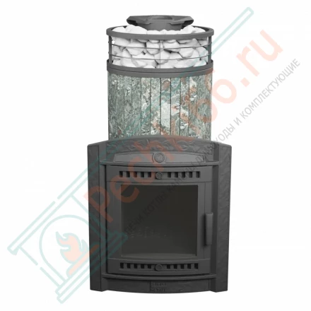 Банная печь Атмосфера XL, жадеит ламель+сетка с тоннелем NEW (ProMetall) 26м3