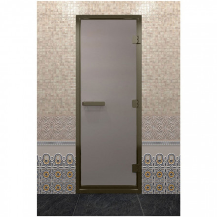 Дверь для хамама в бронзовом профиле, сатин 190x80 (DoorWood)