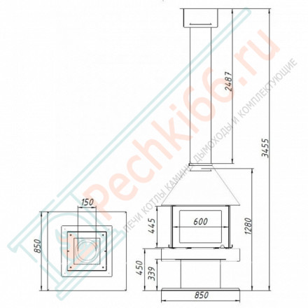 Камин Эклипс островной 4D графит (ЭкоКамин)