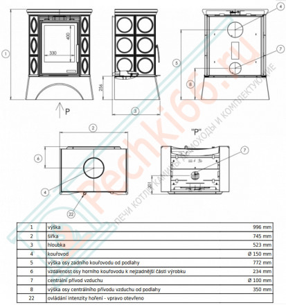 Керамическая печь Helvetia KPI, металлический цоколь, 2-цвета (ABX)