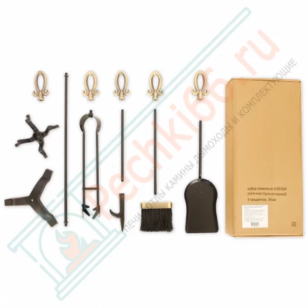 Набор каминный D15016АК (4 предмета, 64см, античная бронза/черный), на подставке