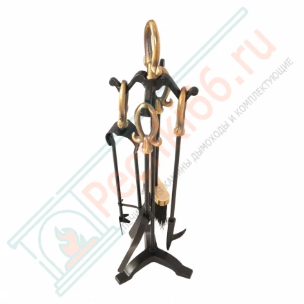 Набор каминный D15016АК (4 предмета, 64см, античная бронза/черный), на подставке