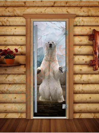 Стеклянная дверь для бани и сауны Престиж фотопечать А063 (DoorWood)