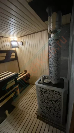 Печь для бани ИзиСтим Ялта 15 хохлома под ключ (монтаж 07.2024)