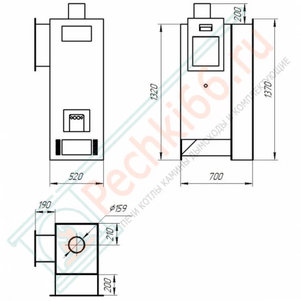 Печь для бани № 03РМ1 с конвекционным подогревом предбанника (Тройка)
