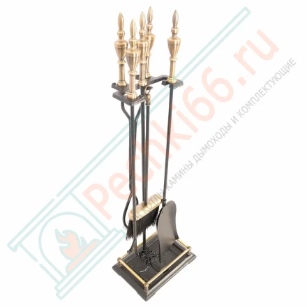 Набор каминный D51041АК (4 предмета, 81см, античная латунь/черный), на подставке