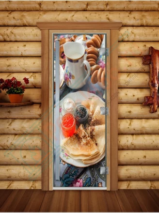 Стеклянная дверь для бани и сауны Престиж фотопечать А059 (DoorWood)
