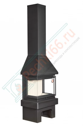 Печь-камин Прага 3 стекла NEW черный (ЭкоКамин) 14 кВт