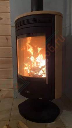 Печь-камин ABX Arktis 8 поворотный, черный, песчаник под ключ (монтаж 12.2020)