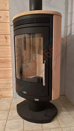 Печь-камин ABX Arktis 8 поворотный, черный, песчаник под ключ (монтаж 12.2020)