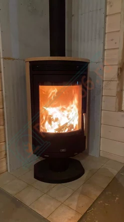 Печь-камин ABX Arktis 8 поворотный, черный, песчаник под ключ (монтаж 12.2020)