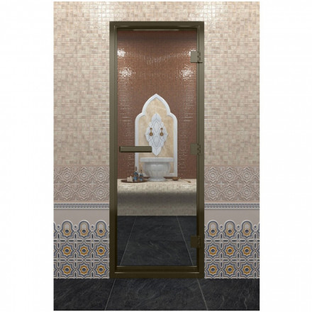 Стеклянная дверь DoorWood «Хамам Прозрачная» в бронзовом профиле 2000х700 (по коробке)