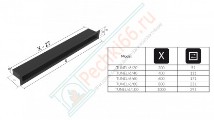 Каминная решётка стальная Tunel/6/40/SZ (Kratki)