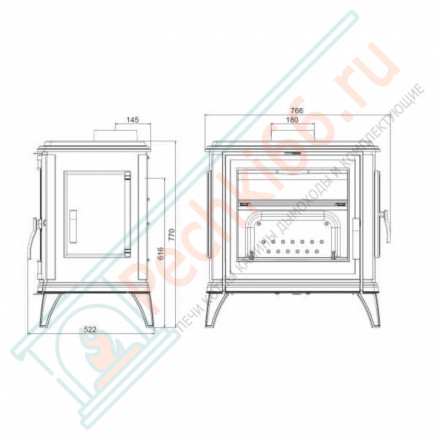 Печь-камин SEDAN L эмаль слоновая кость (INVICTA)