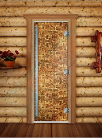 Стеклянная дверь для бани и сауны Престиж фотопечать А054 (DoorWood)