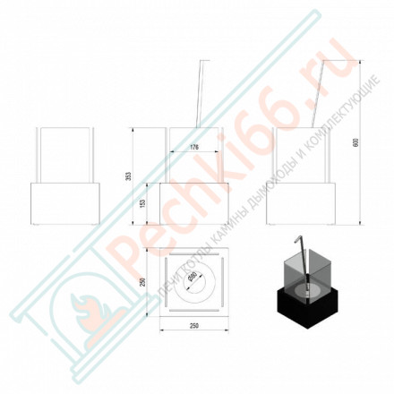 Биокамин TANGO 2, черный (Kratki)