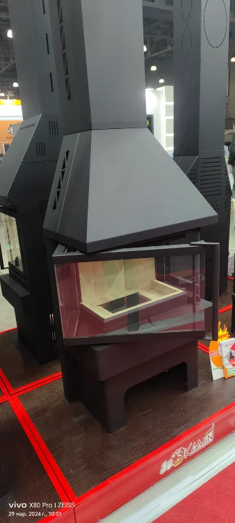 Камин Панорама Три стекла, графит (ЭкоКамин)