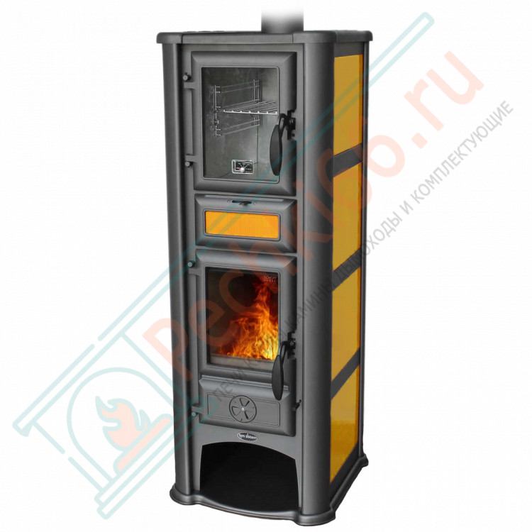 Печь-камин Lederata Plus оранжевая (Tim Sistem) до 180 м3