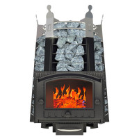 Банная печь Екатерина СТОУН стронг с панорамным стеклом (Добросталь)