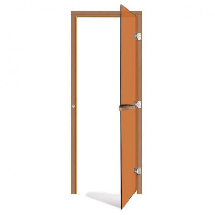 Дверь стеклянная для сауны и бани, бронза, коробка кедр 1900х700 (Sawo) 730-3SGD