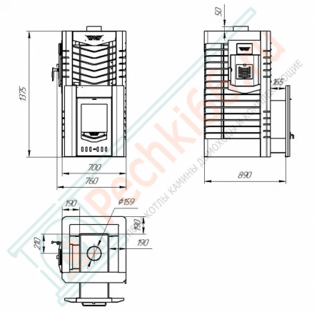 Печь для Русской бани № 06МСП 01 сетка, с парогенератором (Тройка) до 18 м3
