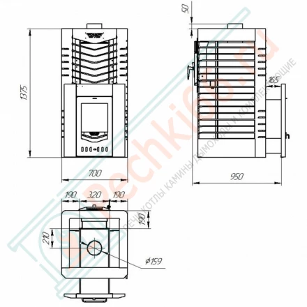 Печь для Русской бани № 06МСП 01 сетка, с парогенератором (Тройка) до 18 м3
