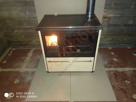 Отопительно-варочная плита Plamen 850 GLAS, крем (монтаж 12.2019)