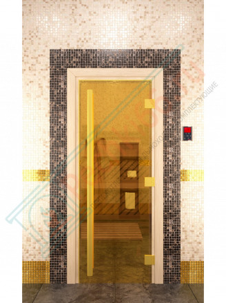 Дверь для бани и сауны Престиж золото, 2000х800 по коробке (DoorWood)