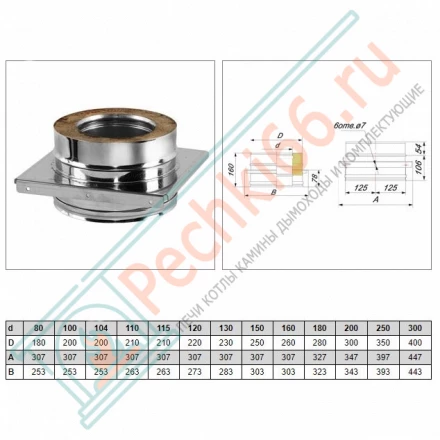 Опора V50R с изол (AISI-321/0,8- ОЦИНК-RAL/0,5) d-180/280 (Вулкан)