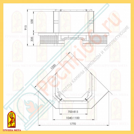 Облицовка Акапелла 700-850, призматическая топка (Мета)