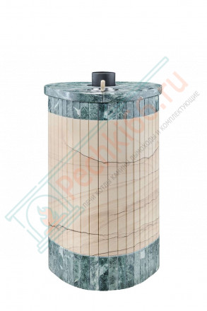 Дровяная банная печь Ферингер Малютка  "Окаменевшее дерево перенесённый рисунок + змеевик" до 18 м³