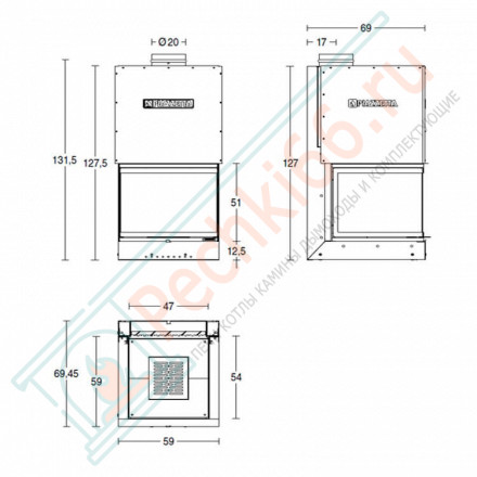 Стальная топка MA 274 SL (Piazzetta) 13,5 кВт