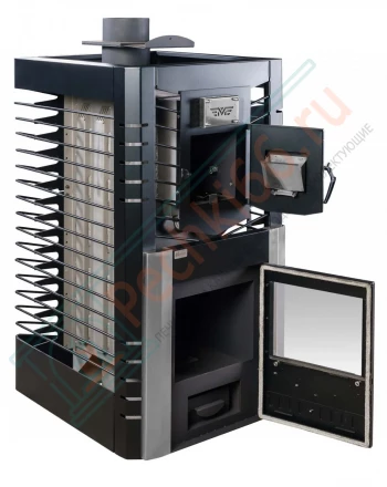 Печь для русской бани № 06МСП 01 - Нерж с парогенератором (каменка вперед) (Тройка) до 24 м3