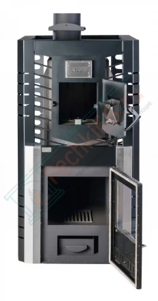 Печь для русской бани № 06МСП 01 - Нерж с парогенератором (каменка вперед) (Тройка) до 24 м3