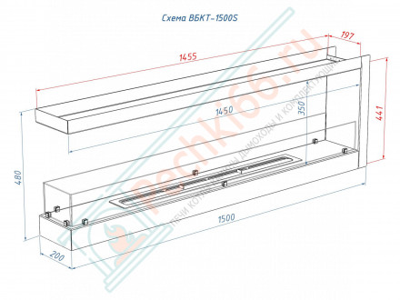 Биокамин 1500 S торцевой (LuxFire)