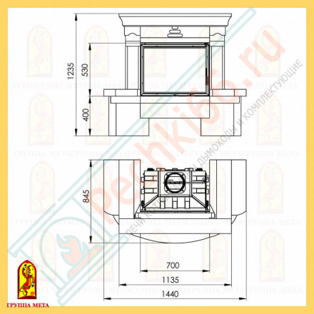Облицовка Престо 700, серо-белый, серый (Мета)