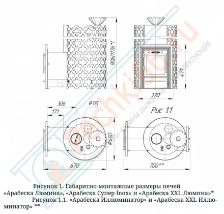 Печь для бани Арабеска Inox Люмина с иллюминатором (T.M.F)