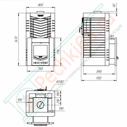 Печь для бани из нержавеющей стали № 06МСП - Н 02, с парогенератором (Тройка) до 24 м3