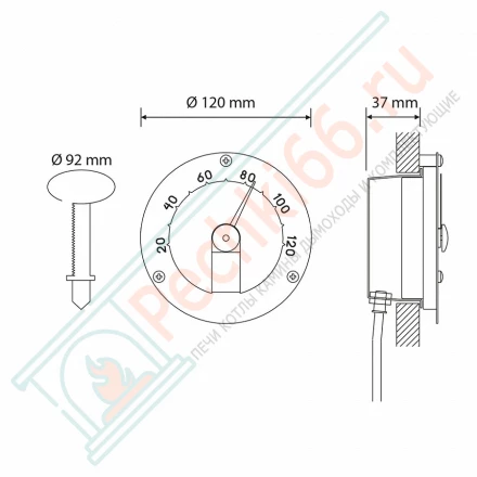 Термометр для сауны Cariitti черный, требуется 1 оптоволокно D=2-4 мм