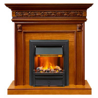Каминокомплект Valletta - Орех с очагом Brookline Black