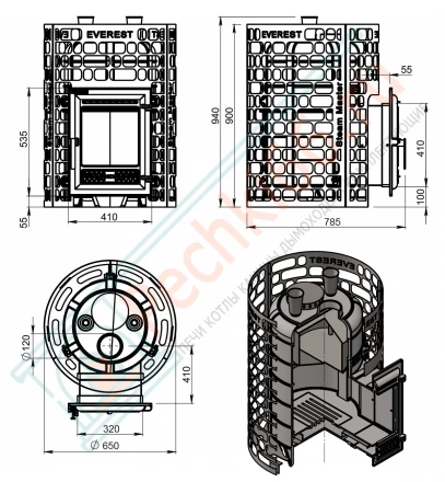 Чугунная печь для бани "Steam Master" 30 (320) б/в (Everest) до 30 м3