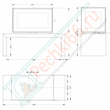 Печь-камин КУБ 3С 800 на подиуме (Астов)