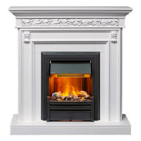 Каминокомплект Valletta - Белый (Ширина 1040 мм) с очагом Brookline Black