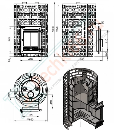 Чугунная печь для бани "Steam Master" 38 (320) б/в (Everest) до 38 м3