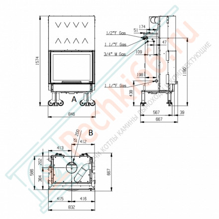 Каминная топка с водяным контуром TermoCamino WF25 D.S.A X (La Nordica)