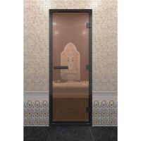 Дверь для хамама в черном профиле, бронза 2100x900 мм (DoorWood) Дверь для хамама в черном профиле, бронза 2100x900 мм (DoorWood)