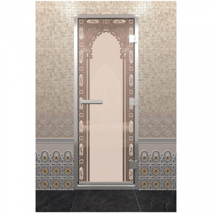 Стеклянная дверь DoorWood «Хамам Восточная Арка Бронза матовая» 200х80 (по коробке)