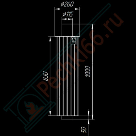 Дымоход - экономайзер Змеевик + Россо Леванте, d-115, L=1000 мм (Feringer)